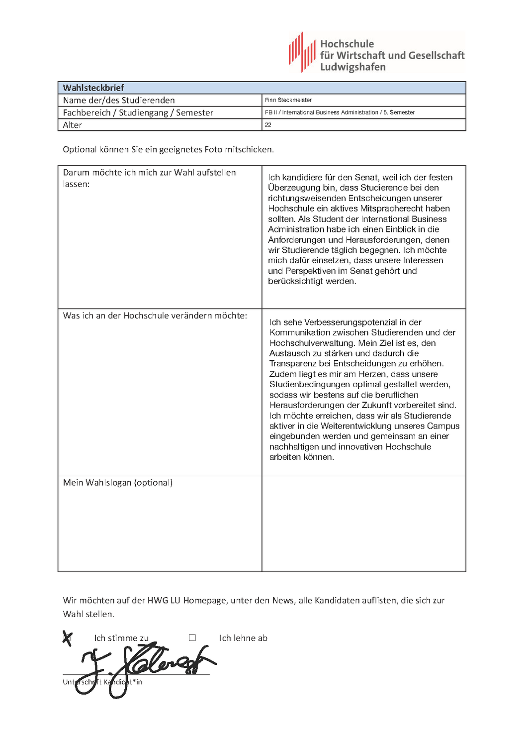 Wahlsteckbrief Finn Steckmeister