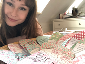 Marie Dünschede making Easter greeting cards