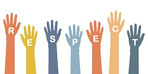 Hands in different colors: respect Hands in different colors: respect