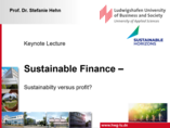 Titelfolie der Impulsvorlesung Sustainable Horizons 