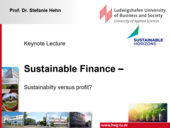 Titelfolie der Impulsvorlesung Sustainable Horizons 